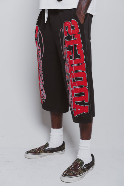 Varsity Black and red 3/4 Shorts