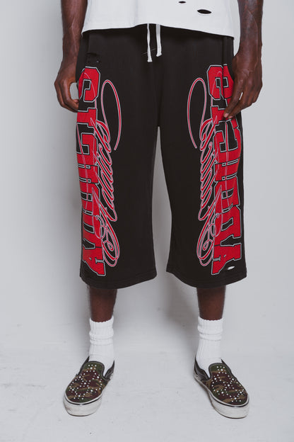 Varsity Black and red 3/4 Shorts