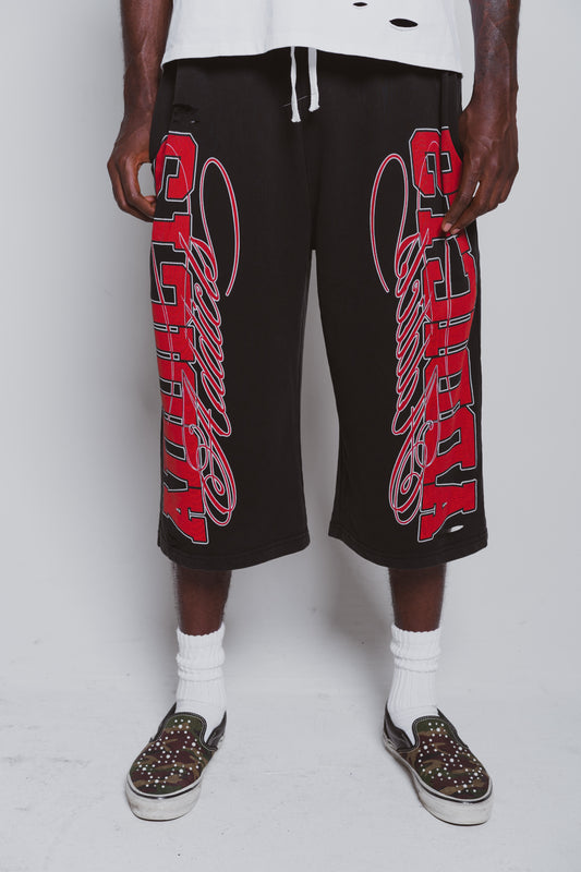 Varsity Black and red 3/4 Shorts