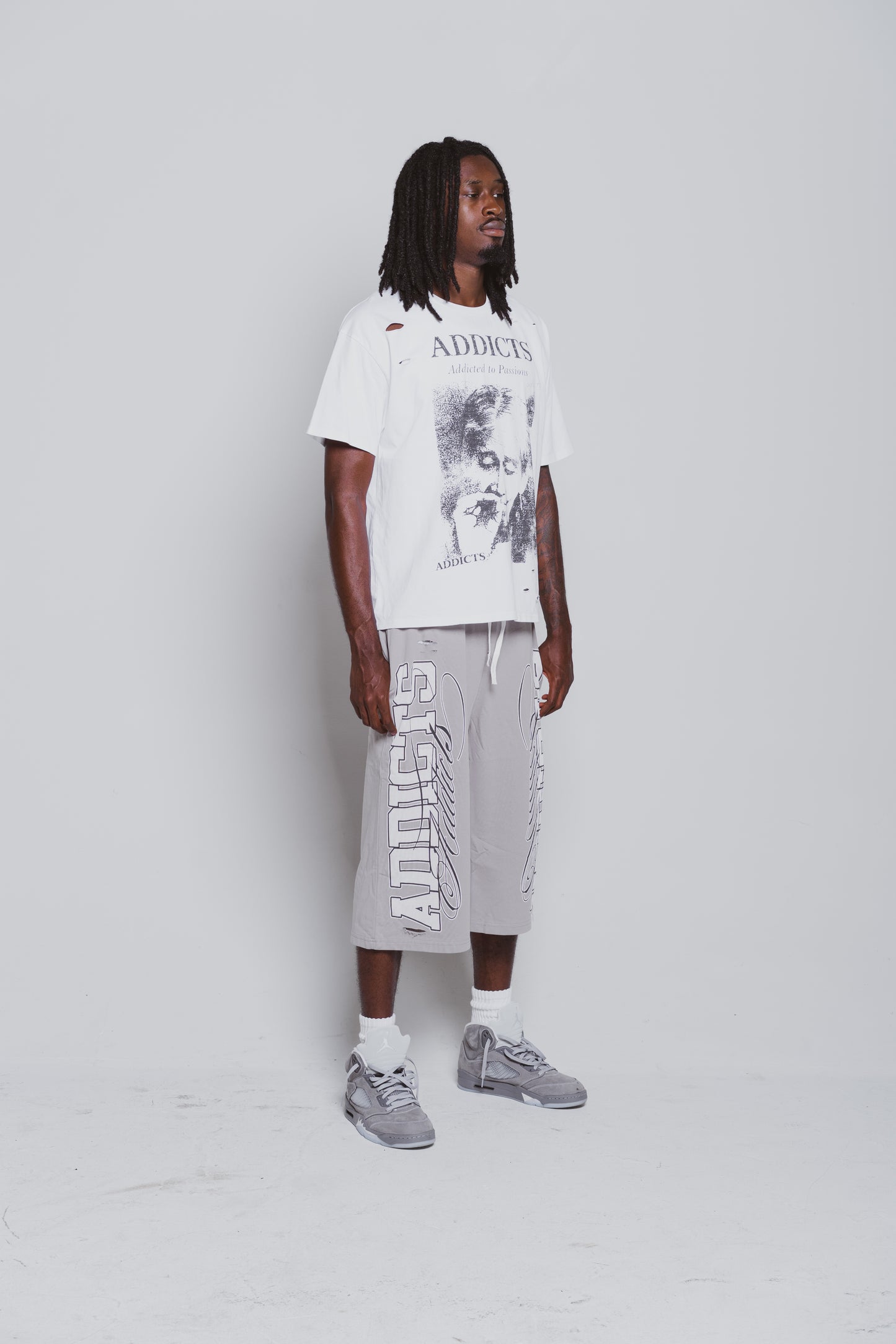 Varsity Grey 3/4 Shorts