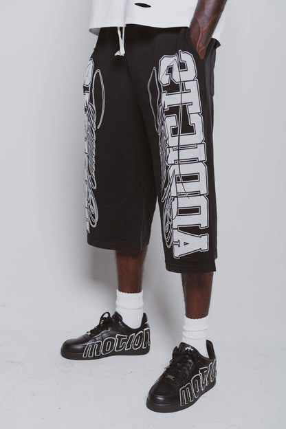Varsity Black and white 3/4 Shorts