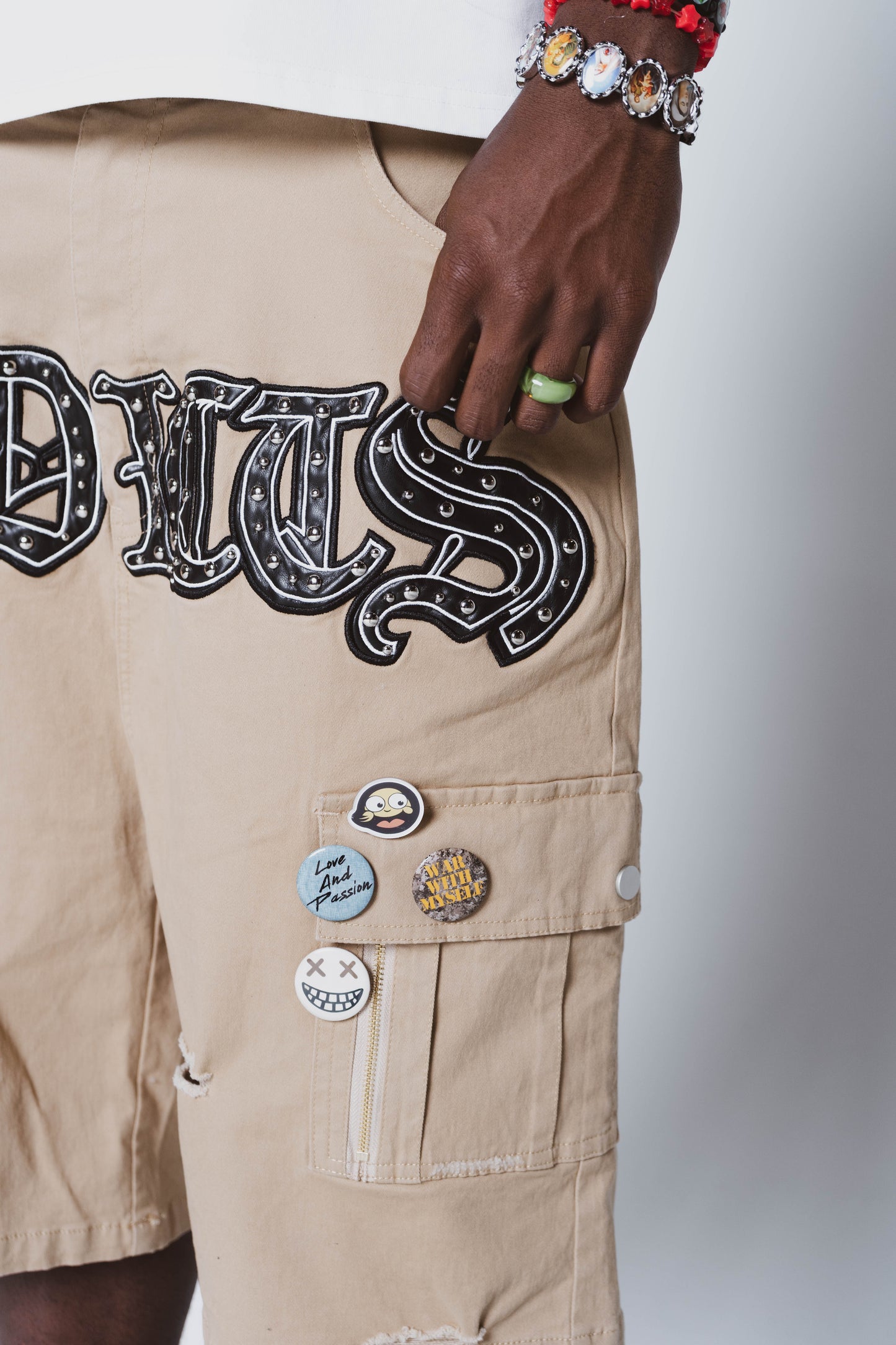 Khaki Button Shorts