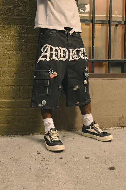 Black Button Shorts