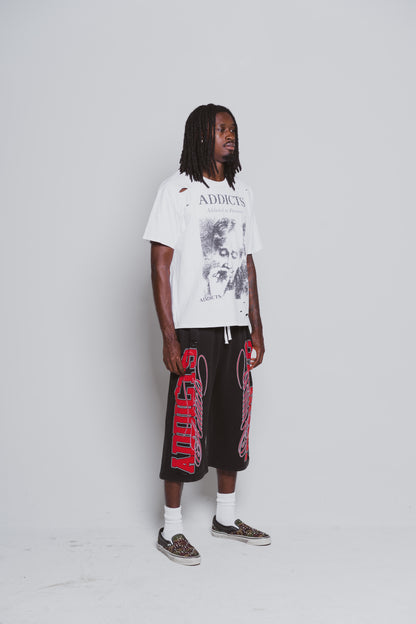 Varsity Black and red 3/4 Shorts