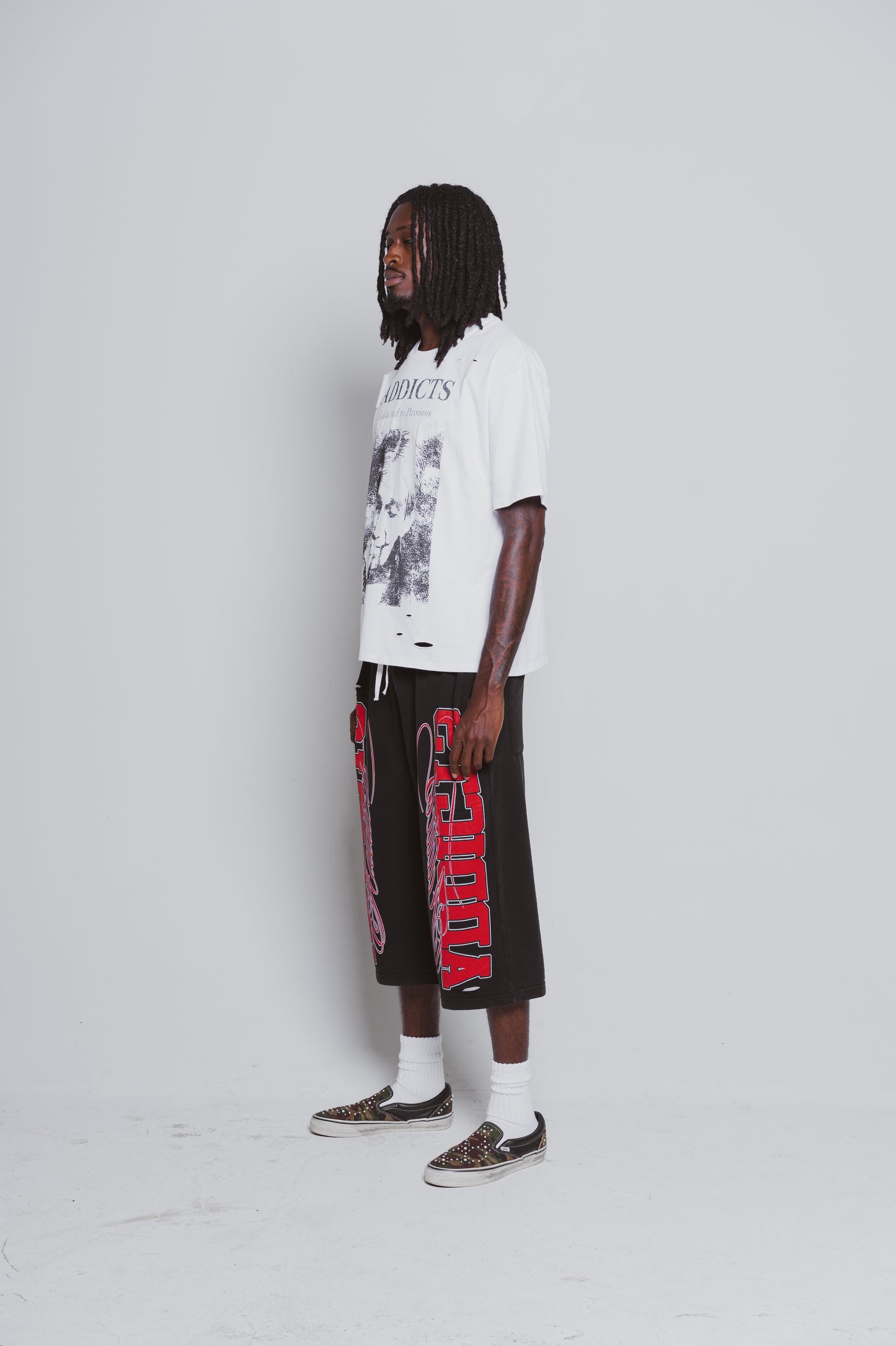 Varsity Black and red 3/4 Shorts