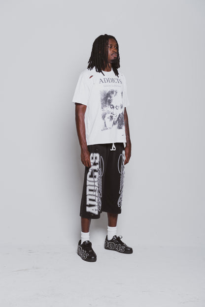 Varsity Black and white 3/4 Shorts