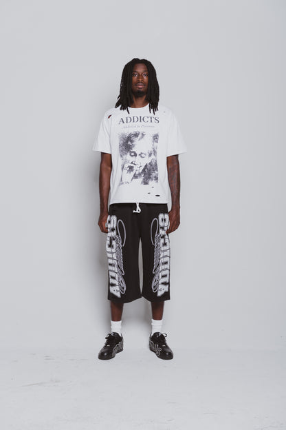 Varsity Black and white 3/4 Shorts