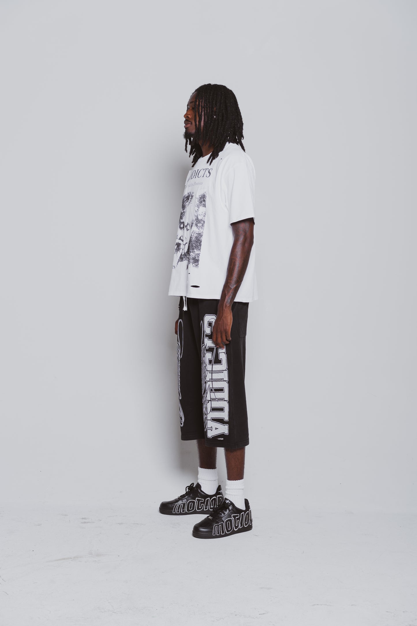 Varsity Black and white 3/4 Shorts