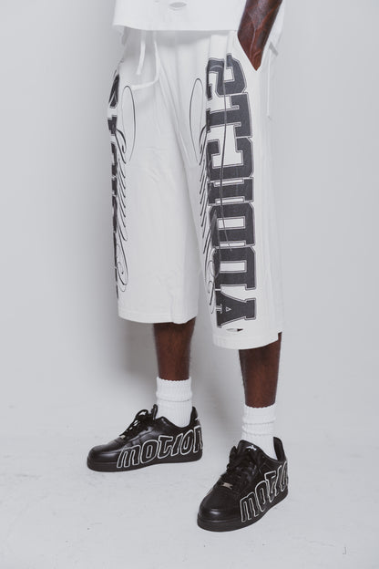 Varsity White and Black 3/4 Shorts