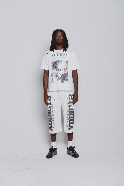 Varsity White and Black 3/4 Shorts