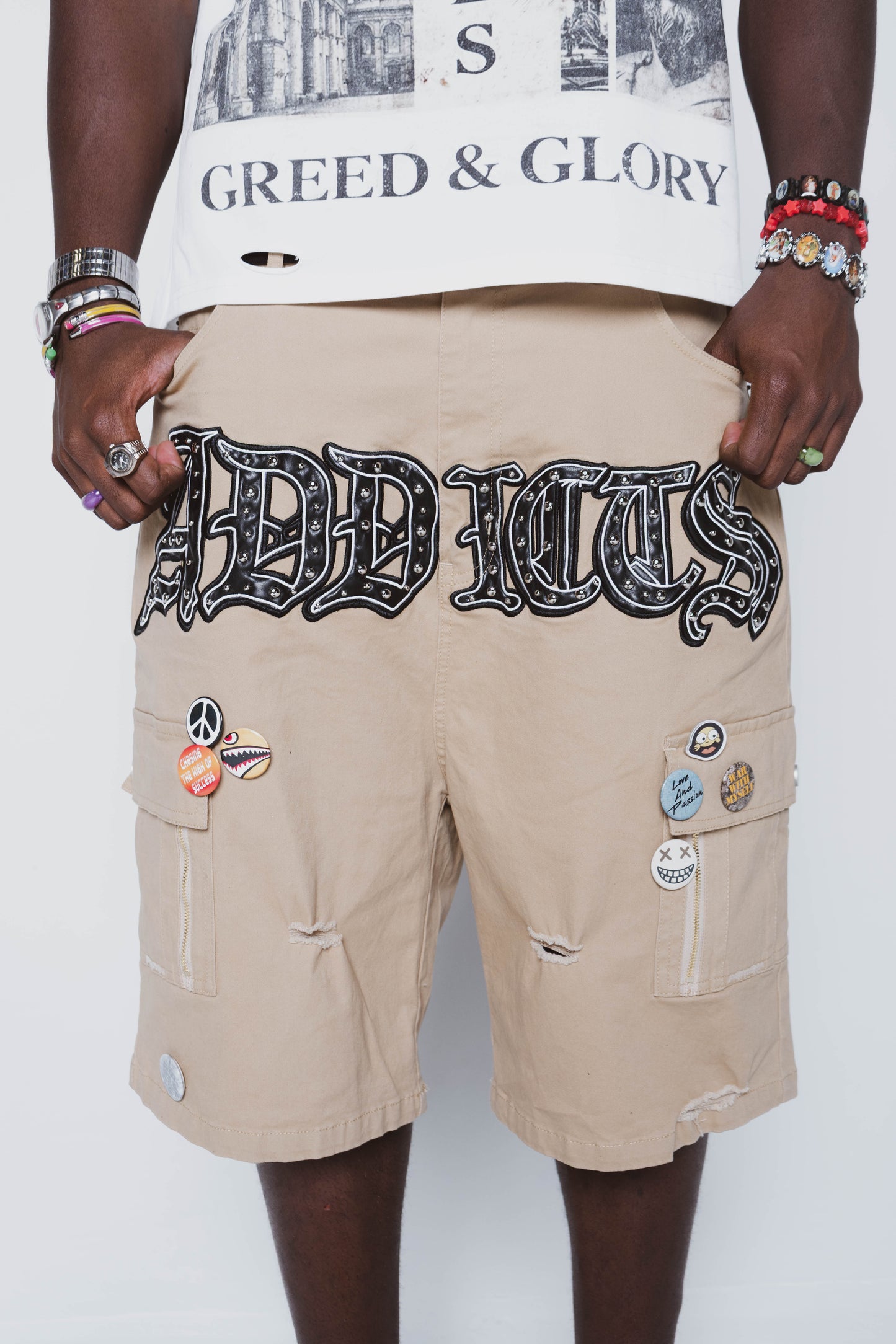 Khaki Button Shorts